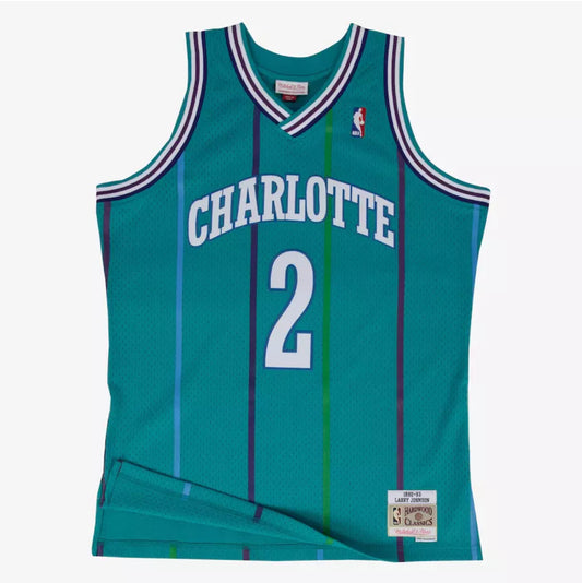 Men's Larry Johnson Teal Charlotte Hornets 1992/93 Hardwood Classics Swingman