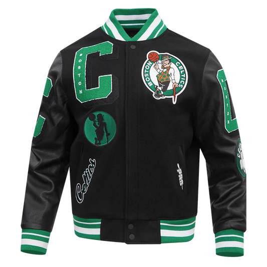 BOSTON CELTICS  NBA  Mash Up Mens BLACK  Varsity PRO STANDARD JACKET